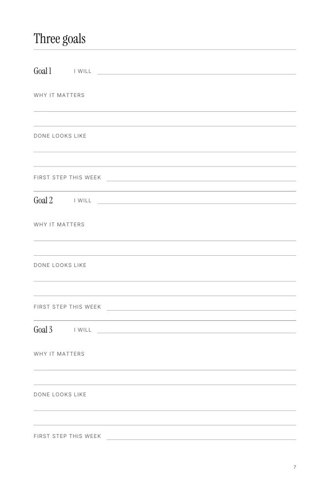 Three goals page